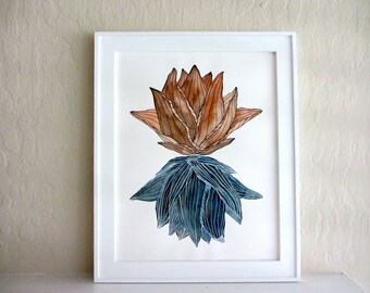 Flower Plant Watercolor Art Painting - Large Archival Print - 11x14 In Bloom