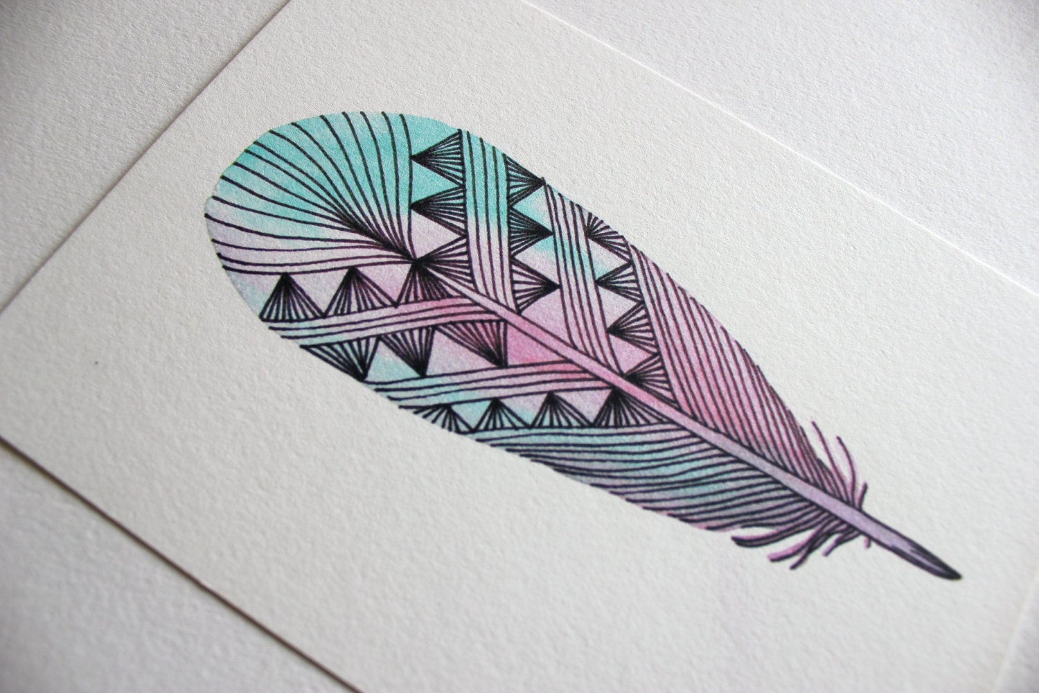 Feather Art - Watercolor Painting - Neon Spring Archival Print