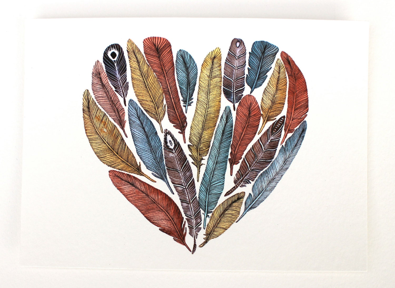 Feather Heart Painting - Watercolor Art - Large Archival Print - 11x14 Fiona's Heart