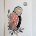 Owl Illustration Painting - Little Owl Luna - Watercolor Art -5x7 Archival Print - pink, black, moon, modern, children