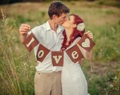 Custom wedding banner Love wedding, anniversary banner, rustic, anytime home decor using chambray and linen fabric