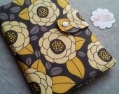 Kindle Fire Cover Kindle paper white cover Nook case eReader Cover Ipad Mini Book Style Yellow and Gray Bloom Custom order