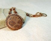 Copper necklace with flower pattern. Free shipping