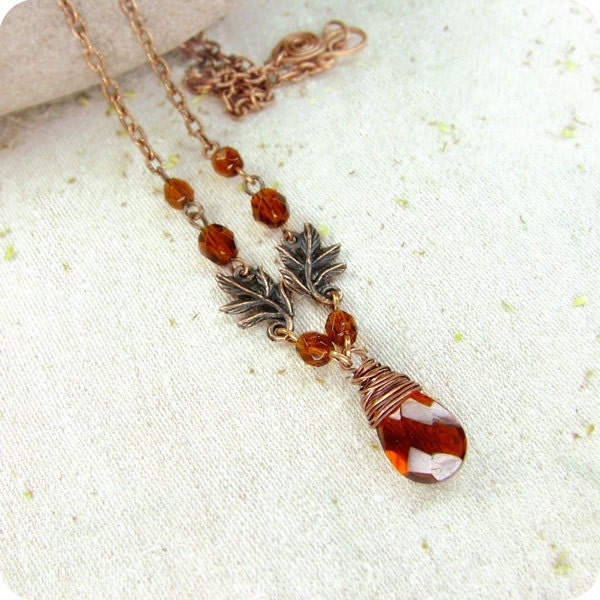 Brown Necklace Wire Wrapped Copper