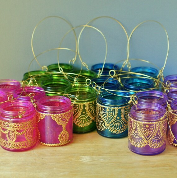 18 Hanging Candle Lanterns Inspired by Moroccan Decor, Your Choice of Colors