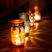 Hand Painted Mason Jar Lantern, With Copper and Gold Accents