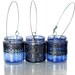 3 Small Morrocan Inspired Candle Lanterns, Amethyst Tinted  Glass With Black Accents