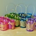 Set of Four Moroccan Lantern Votive Holders- In Fuschia, Purple, Turquoise, and Green Glass with Golden Details