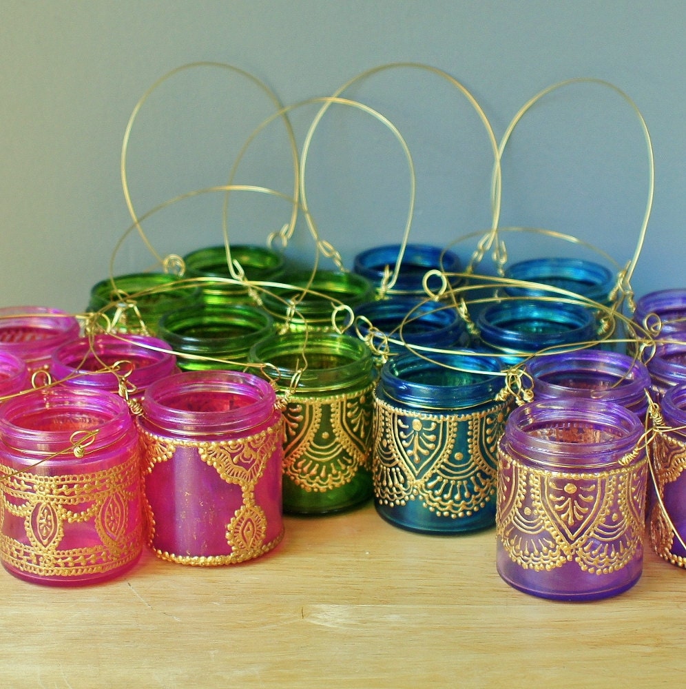 18 Hanging Candle Lanterns Inspired by Moroccan Decor, Your Choice of Colors