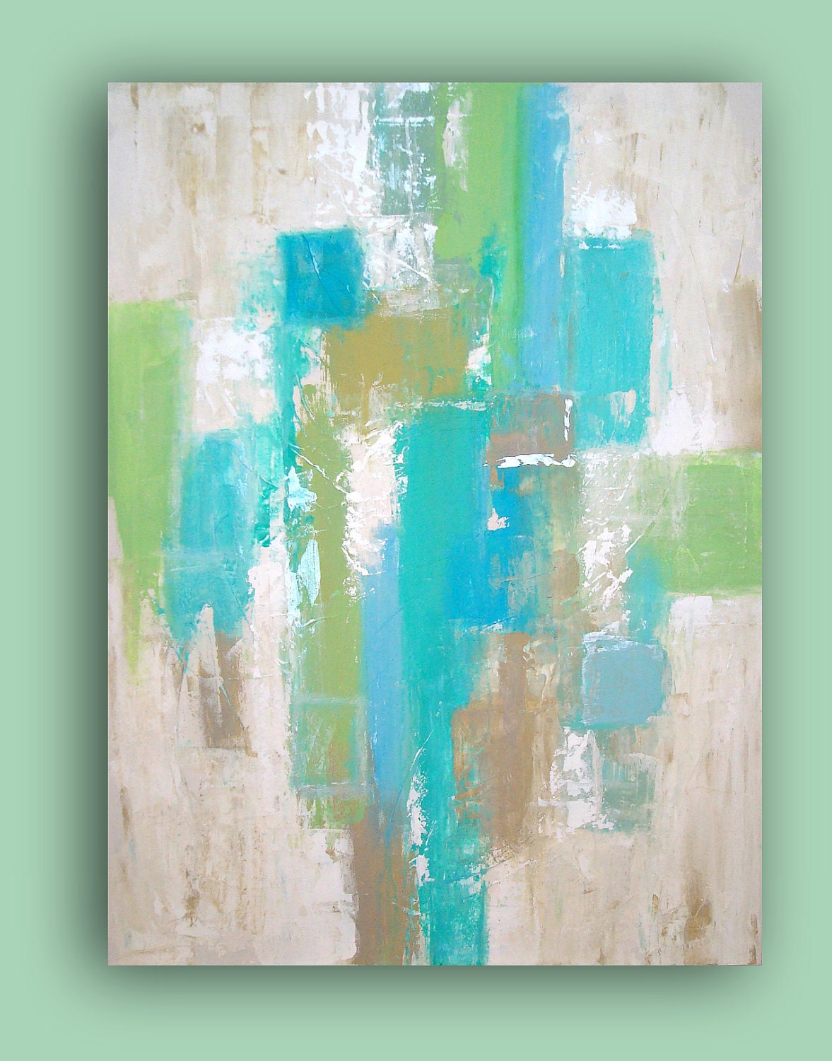 Abstract ART Reflection 30x40x3/4" by Ora Birenbaum Original Abstract Acrylic Painting Fine Art