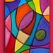 Bright Colorful Original Abstract Painting Large Wall Art Fine Art on Gallery Canvas Titled: Stained Glass 24x30x1.5" By Ora Birenbaum