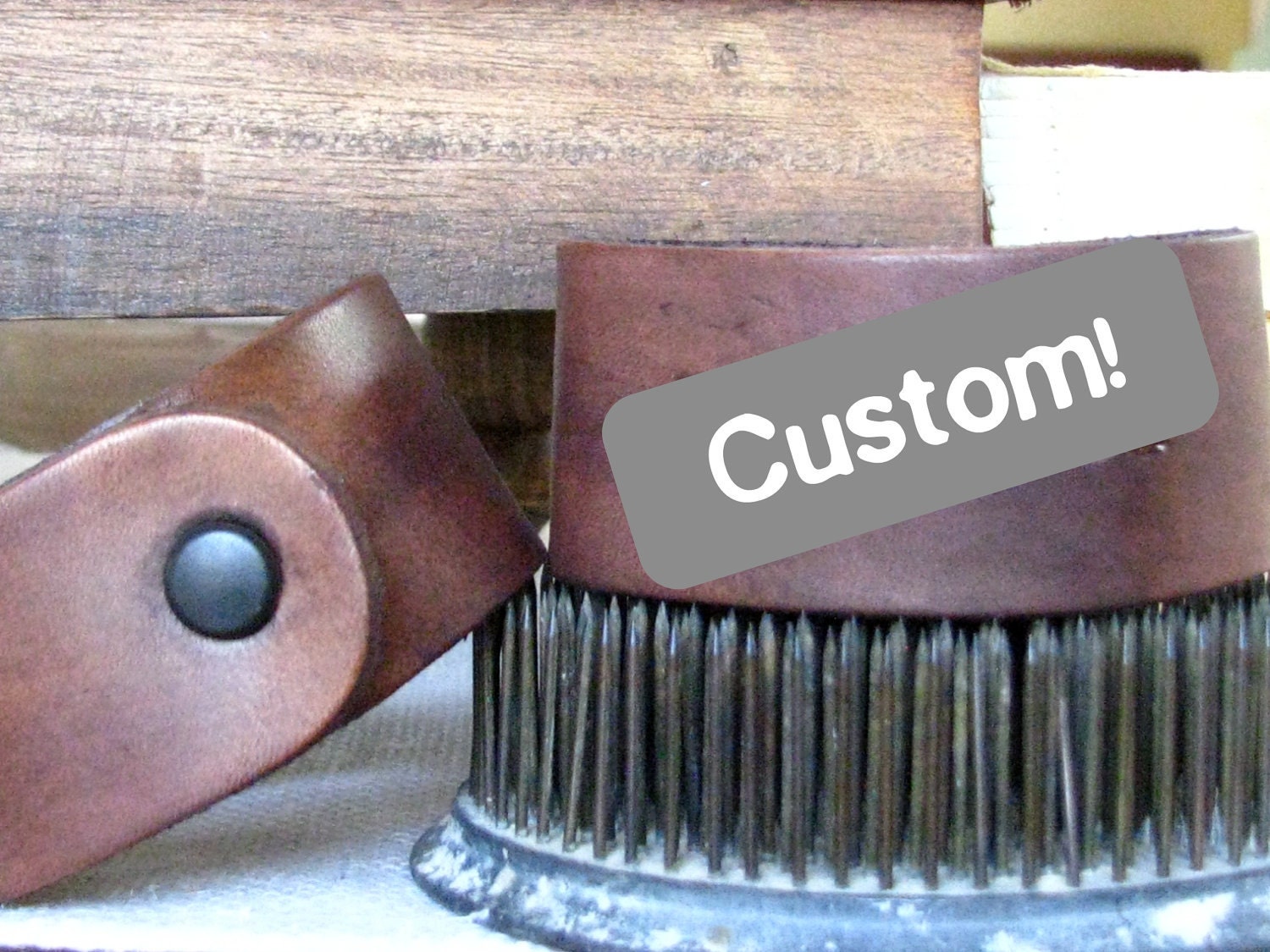 Hand Stamped Leather Cuff / Bracelet, CUSTOM IMPRINT