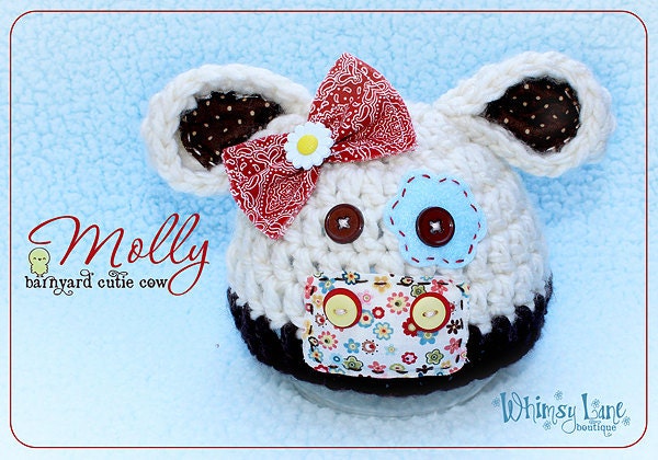 Newborn Cow Hat - Photo Prop - Newborn - Barnyard Cutie