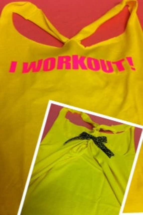 LMFAO inspired I Workout Yellow Racerback Work-out Tank Top