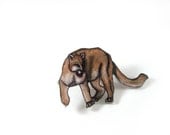 Mountain Lion Tie Tack, Shrink Plastic Pin, Brooch, Woodland, Cougar, Puma, Wearable Art, GIFT FOR HIM