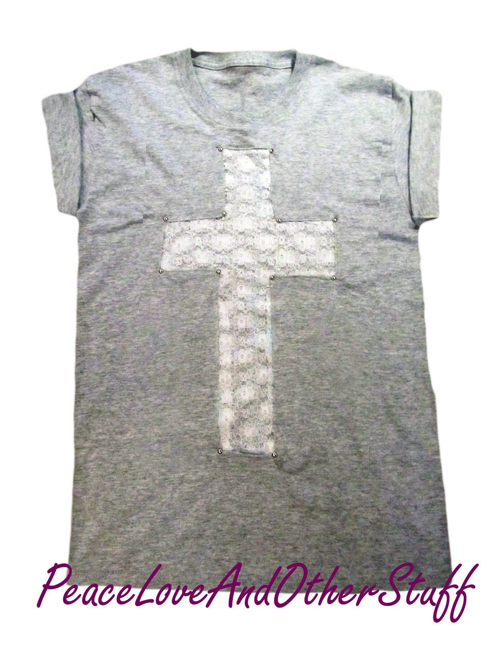 White lace cross, short sleeve t shirt - multiple colours