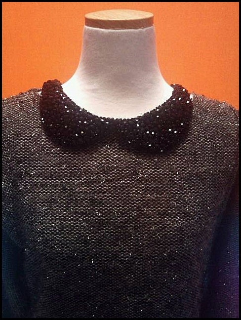 black color peter pan handmade collar necklace. high quality custom jewelry beaded