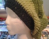 Beaded Crochet Slouchy Beret Hat With Flower Motif - OOAK