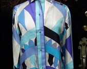 SALE PUCCI 1960s Iconic Graphic Print Silk Blouse Genuine