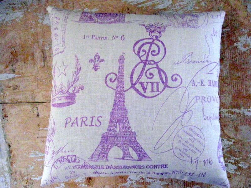 Paris Pillow, Eiffel Tower, French Decor, French Country Home, Cottage Decor, Home Decor