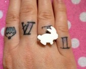 Cute White Tiny Rabbit Ring