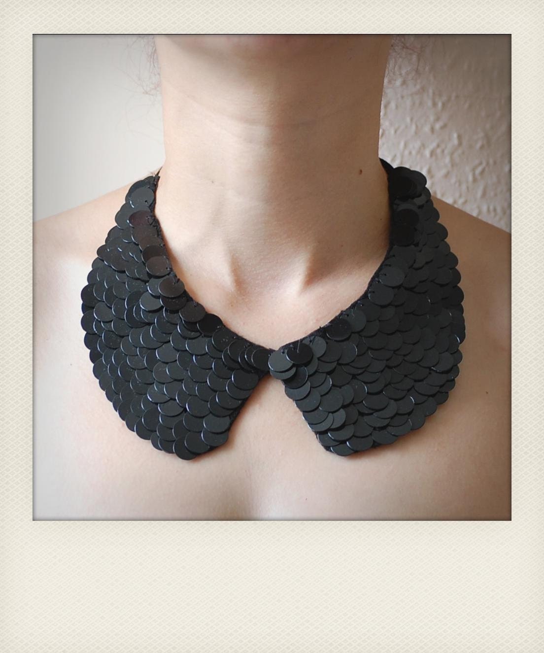 Sequin Bib necklace , peter pan necklace