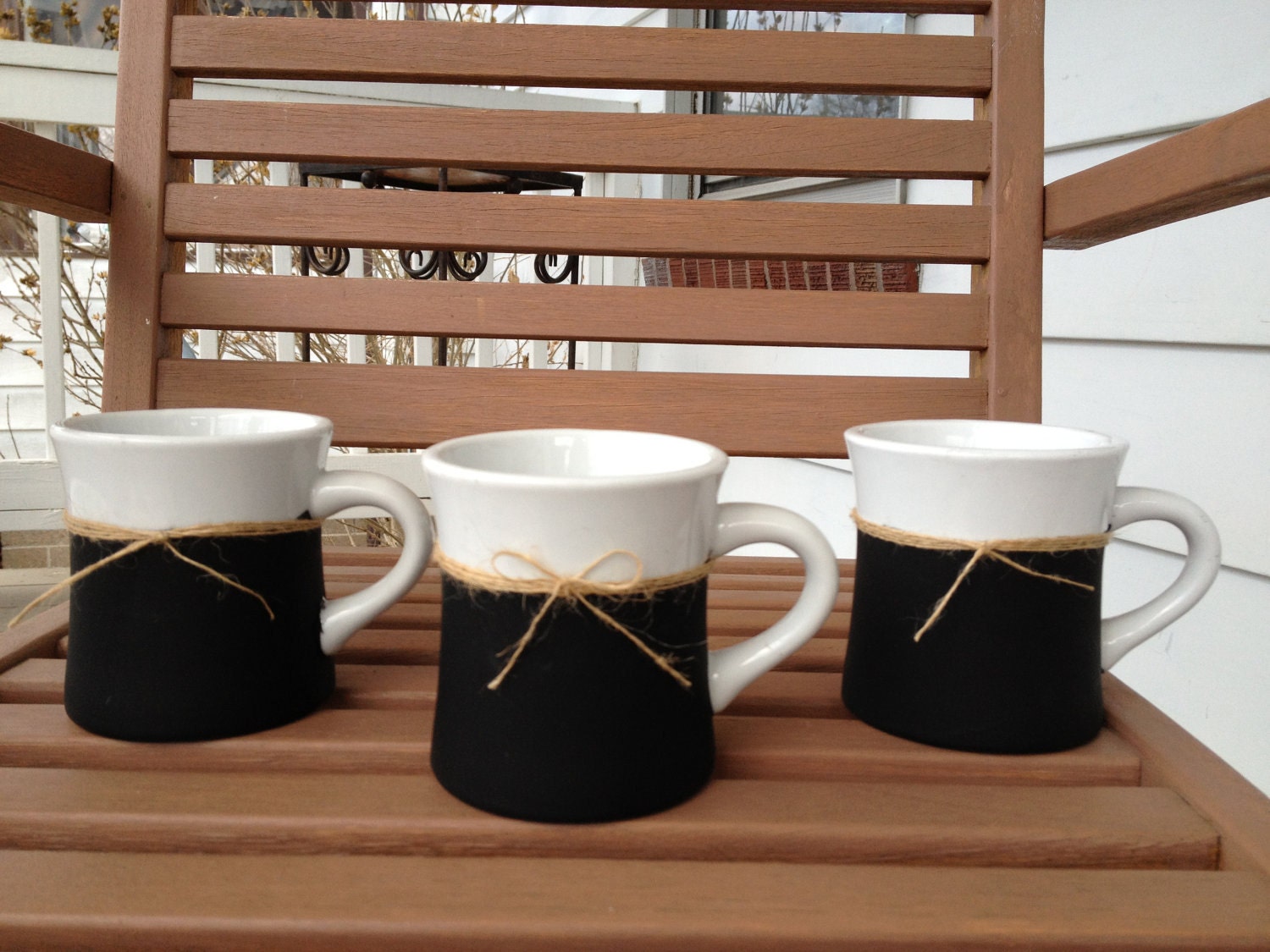 Chalkboard and Burlap Mug / Black / White / Custom Order / Chalk board / Teacher Gift / Wedding / Birthday