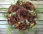 Woodland Wedding Bouquet  - Dried Flower Bouquet - Cedar Rose & Lichen - Bridal Bouquet