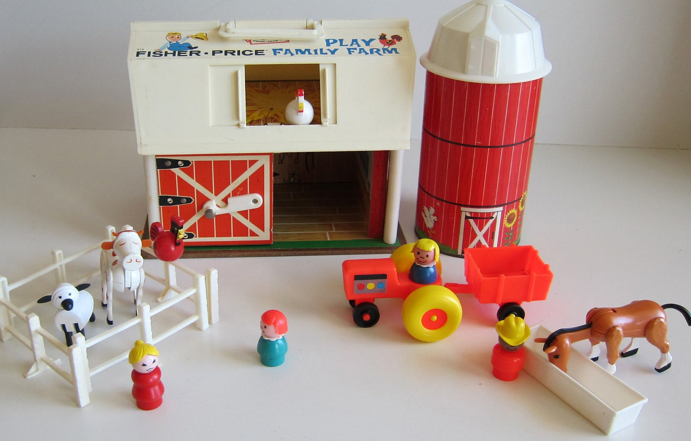 Fisher price Family Farm Barn with Silo  little people toy vintage 1970's toy