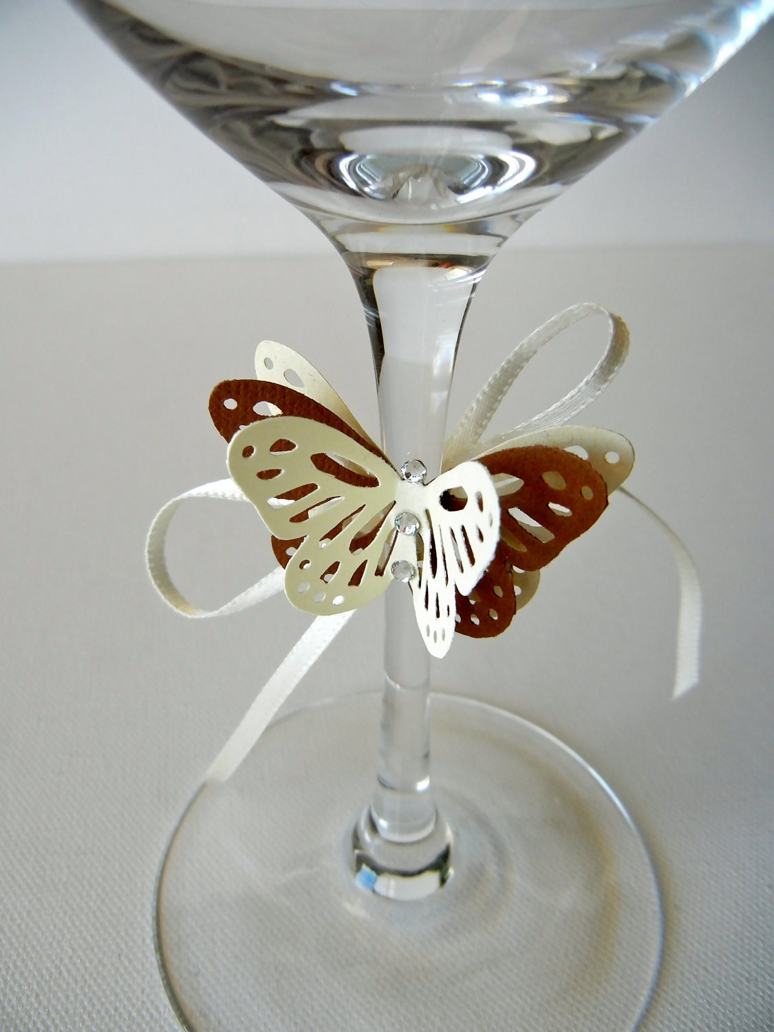 Butterfly with ribbon and crystals to place on the glass