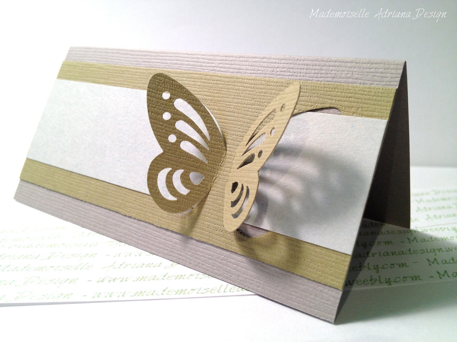 Escort Place Card with 3D butterfly -  table tag, place tag for wedding and other events