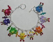 Rainbow Brite Sprites Bracelet with Swarovski Crystals, Retro, 80's Vintage Style Bracelet