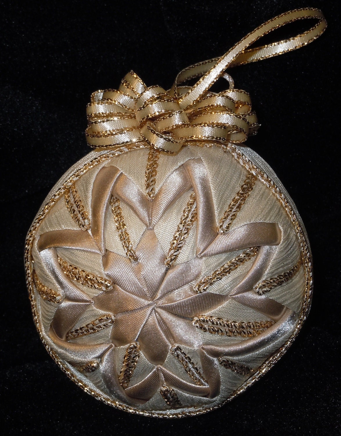 Gold and Cream Quilted Ornament
