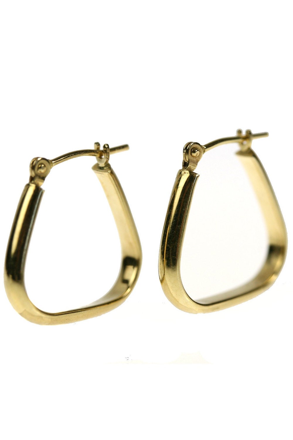 Vintage 18k Gold Hoop Earrings, 750 Yellow Gold Squares