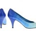 Size 7 Vintage Ombre Blue Leather High Heels, Bridal / Wedding