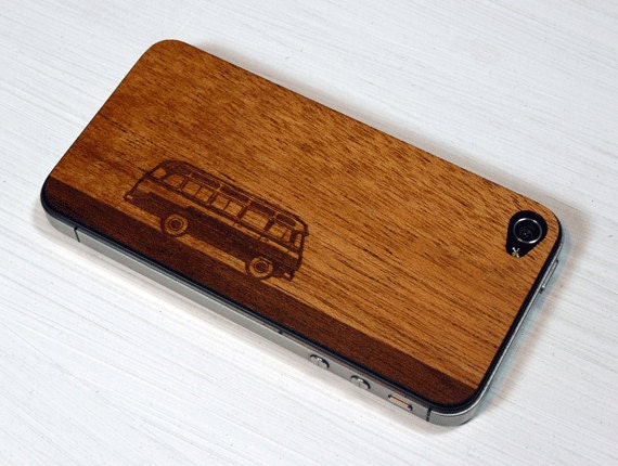 Road Trip Etching on Real Wood iPhone Skin Sticker