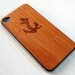 Anchor & Rope Etching on Real Wood iPhone 4 Skin Cover