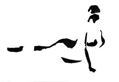 NUDE - Original Drawing in Ink, pencil and acrylic. Small size 4.1 x 5.9 inches (10.5 x 15 cm) - SimpleArtStudio