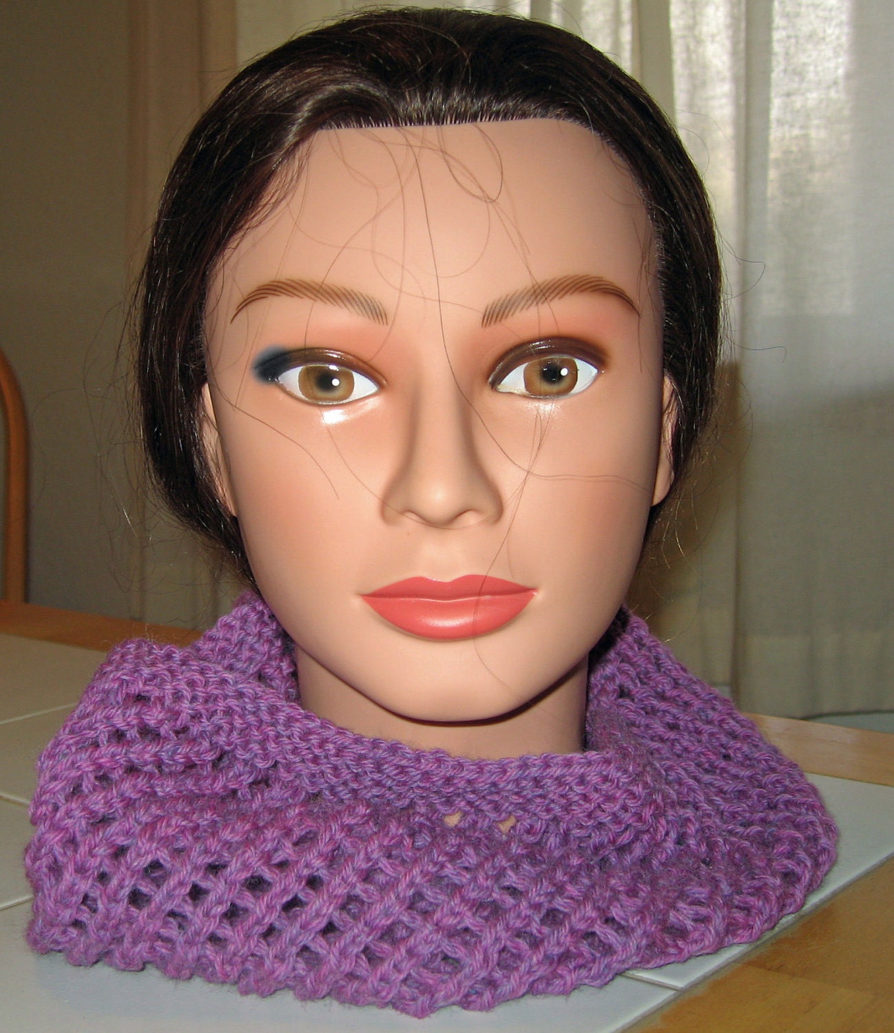 Hand Knit Reversable Cowl in Light Purple
