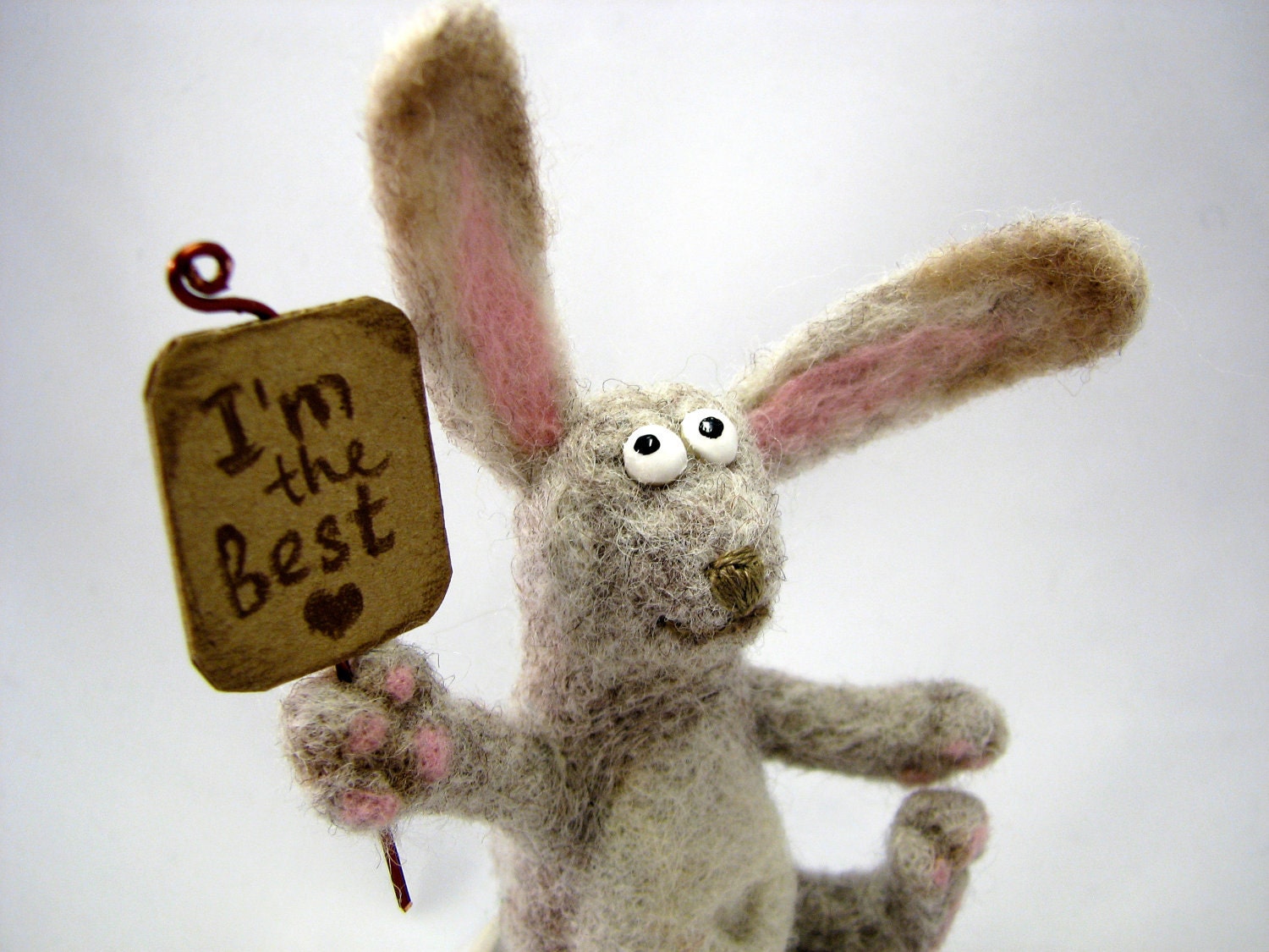 Needle Felted - Bunny, I'm the best in a gift box, Easter Bunny - Soft Sculpture, OOAK