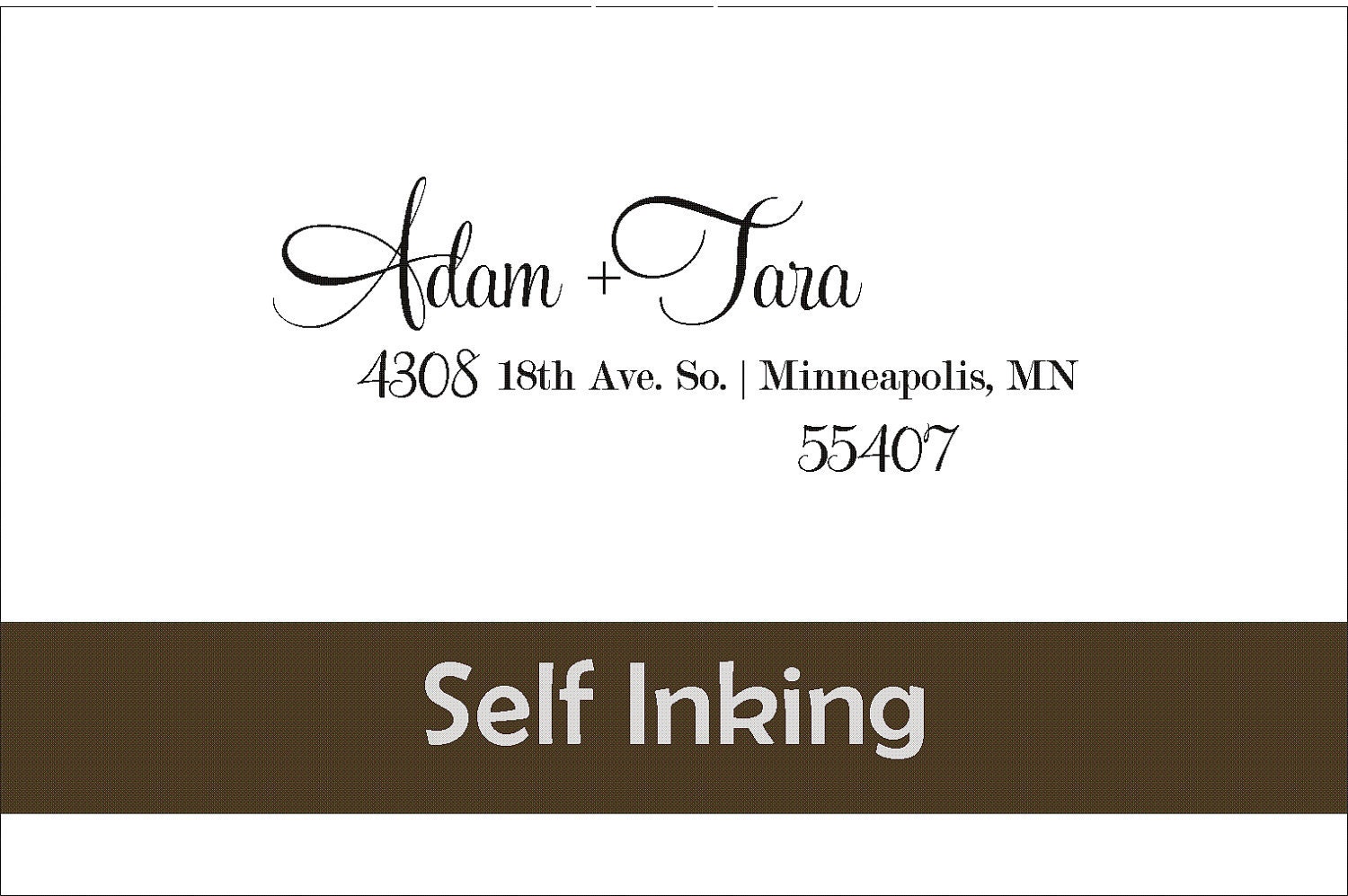 Personalized Address Stamp, Self Inking - Tara & Adam