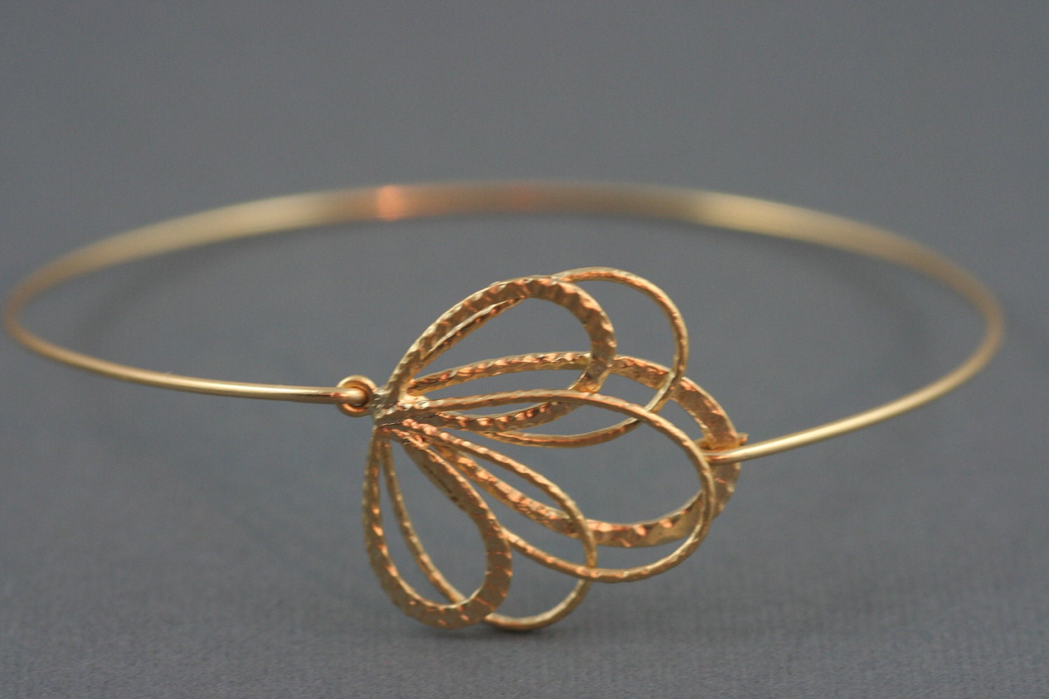 Single Feather Gold  filigree bangle