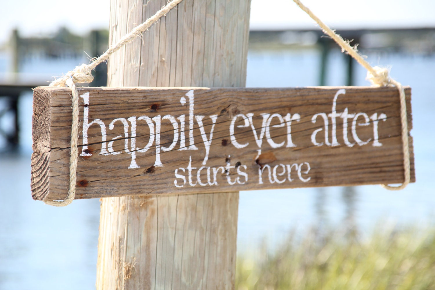 HAPPILY EVER AFTER Starts Here...Reclaimed Wood Wedding Sign, Anniversary Sign