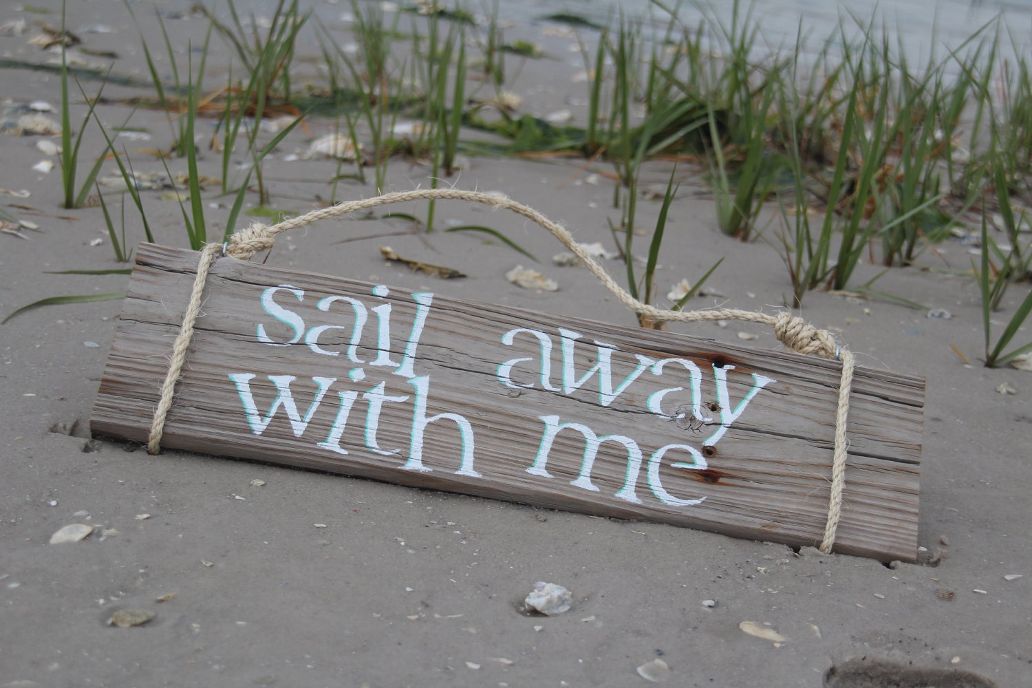 Reclaimed Wood Sign- "Sail Away With Me"