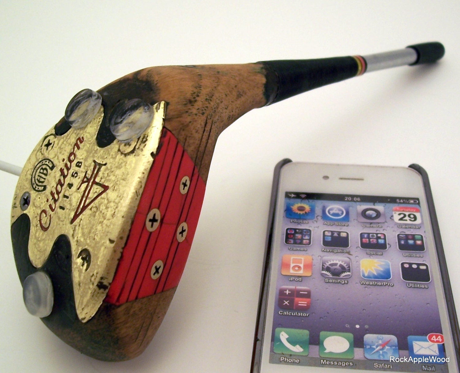 Vintage Genuine Persimmon Wood Golf Club iPhone Dock - ICN427