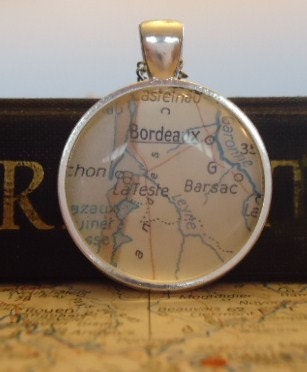 Pendant french vintage map Bordeaux photo pendant picture art 018 france by parisjewelryaisha Ask for your favorite city or place
