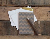 chevron blank notecard set. pewter.