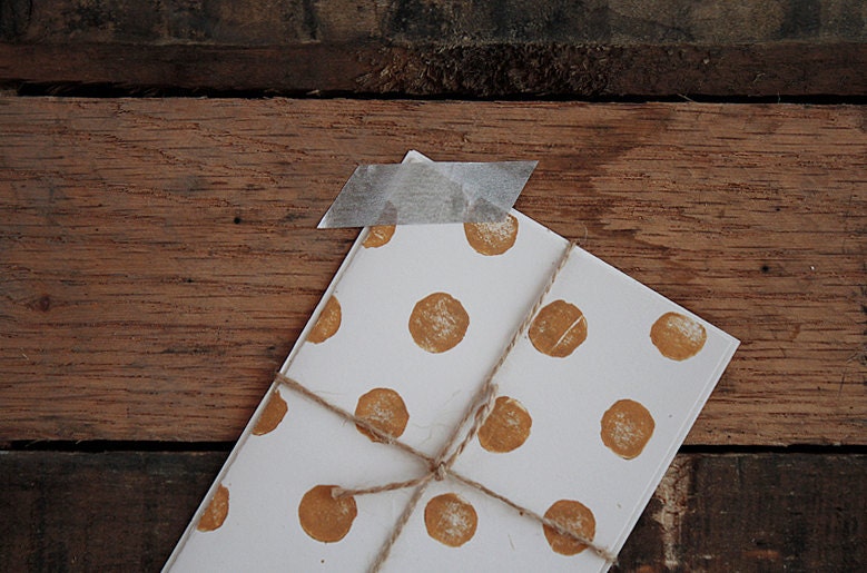 polka dot blank notecard set. copper.