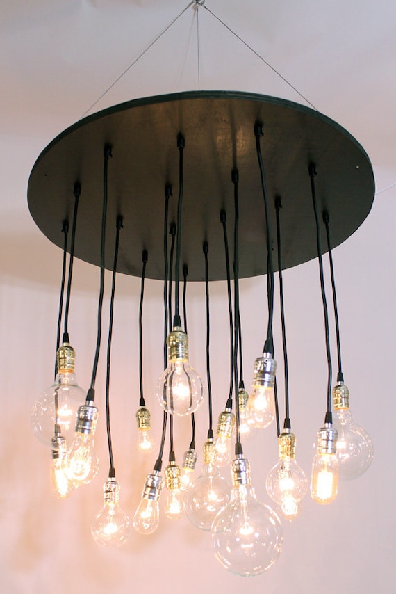 The Neely Round Industrial Chandelier with vintage bulbs