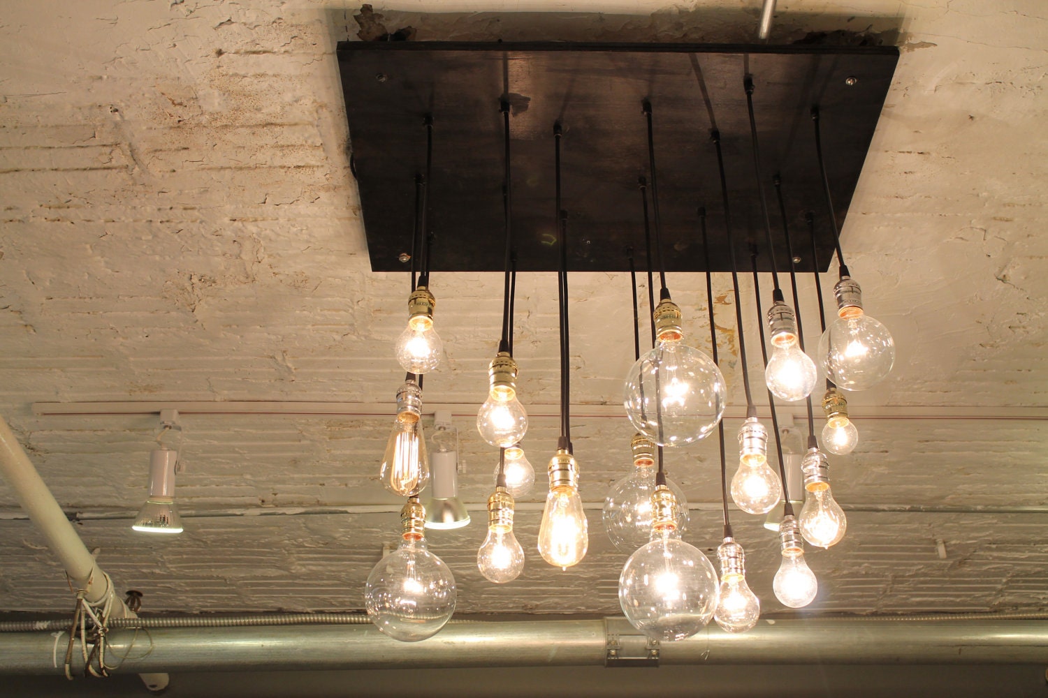 Industrial Chandelier with vintage bulbs